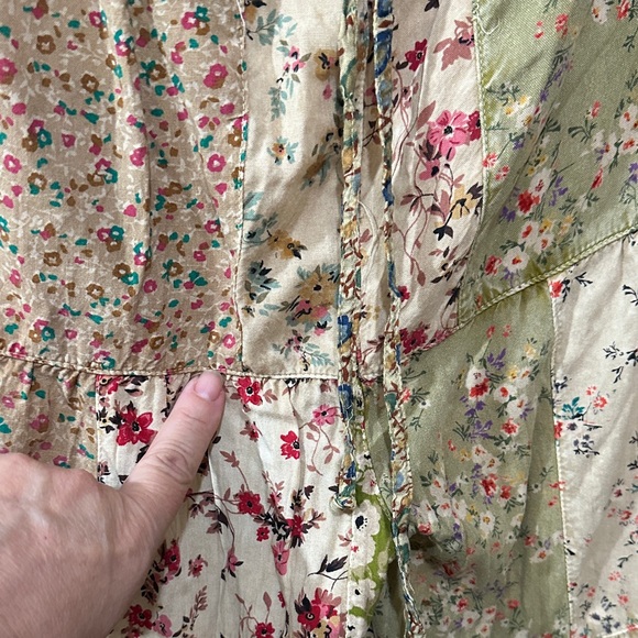 Young Threads Floral Patchwork Bohemian pants in Cream and Green - Picture 9 of 11